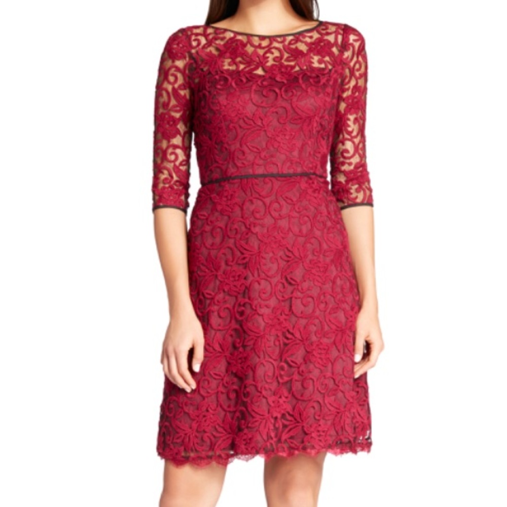 Adrianna Papell Red Lace Cocktail Dress